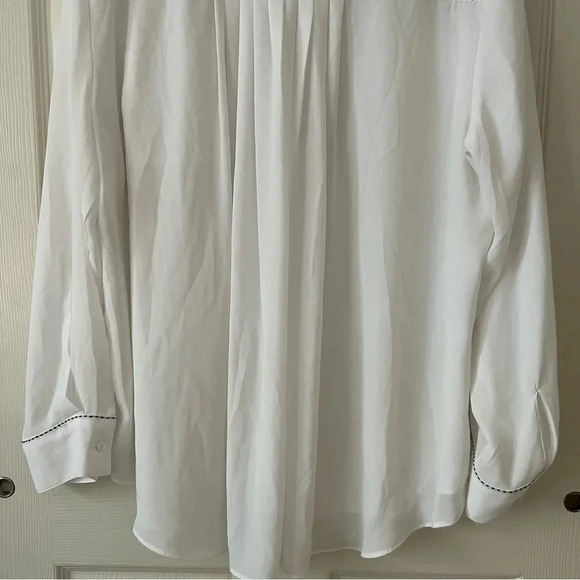 Lane Bryant Womens Shirt 18/20 Long Sleeve White Black Tunic Popover Chiffon Top - Picture 12 of 15